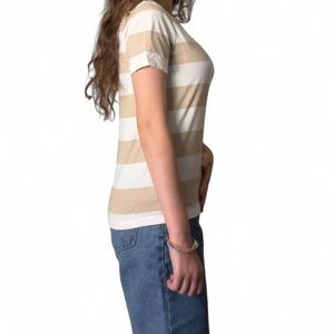 Striped Tan and White T-Shirt